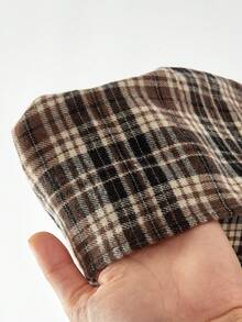 SHEIN 女童卫衣拼接格子裙连衣裙，复古时尚百搭休闲日常装 - 黑色 - 查看 12