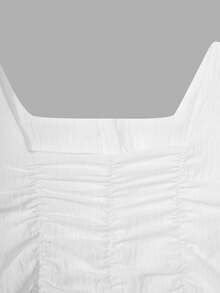 Sparklyn 少女优雅收腰方领长袖连衣裙，端庄时尚，适合春季、秋季和冬季 - 白色 - 查看 4