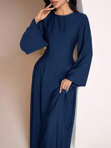 Veilorie Women's Mint Green Dress With Backside Tie, Summer - Navy Blue - View 7