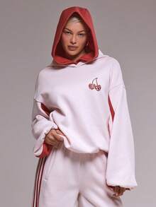 MUSERA Oversized Hoodie mit Kontrastpaneel-Grafik-Muster, Winter, süß, lässig, gemütlich