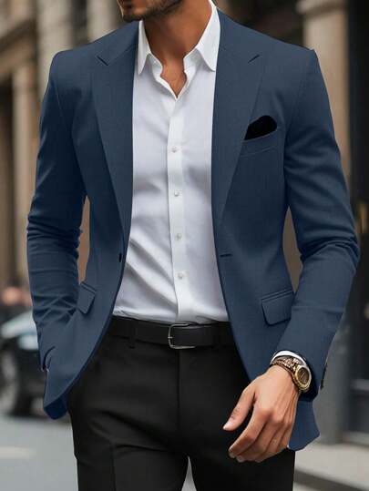 Manfinity Mode 男士商务通勤翻领商务旅行休闲西装外套