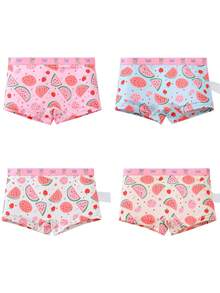 4pcs/Set Girls' Soft & Breathable Hipster Underwear