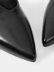 Mnmlis 女士优雅尖头穆勒鞋，细高跟，黑色，春秋季 - 黑色 - 查看 9