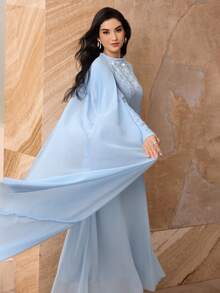 Modelyn Váy liền thân dài chấm đất, bó eo thanh lịch, dáng suông, tôn dáng & thời trang dành cho nữ - Màu xanh nhạt - Xem 5