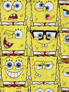 SpongeBob SquarePants | SHEIN 青少年男孩夏季可爱卡通图案短袖T恤 - 白色 - 查看 4