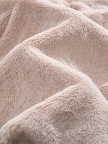 Omancia 女士优雅翻领粉色人造毛皮蓬松夹克，休闲外套，适合派对、万圣节、圣诞节、新年、感恩节、秋冬 - 杏色 - 查看 3