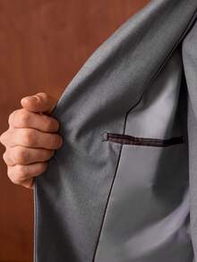 Officeau 男士修身商务休闲三件套西装，含外套、裤子和马甲，适合男士婚礼新郎穿着，高品质专业通勤套装，复古绅士风西装搭配西裤，春夏皆宜。 - 灰色 - 查看 8