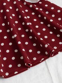 Elladie kids SHEIN KIDS ,Young Girls Clothing,Internet Girl, Girls' Casual Black Contrast Collar Waist Knit Dress, Best Christmas Gifts 2025 - Burgundy - View 8