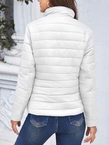 Aveloria Modichic Abrigo de invierno, chaqueta de invierno, chaqueta casual con aislamiento sintético de relleno acolchado simple y liso - Blanco - Ver 2