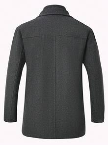Manfinity Mode Men's Long Sleeve Solid Color Single-Breasted Casual Overcoat, Autumn/Winter