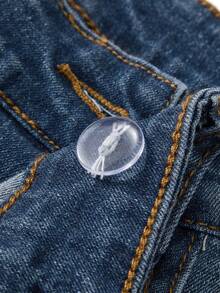 SHEIN ChillGRL Y2K Fashion Versatile Popular Heavy Washed Elastic Flare Jeans For Teenage Girls - Medium Wash - View 6