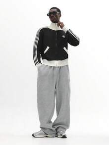 SUMWON Regular Fit High Neck Knitted Zip Through Cardigan With Tape Detail For Winter Fall - Black - View 5