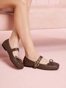 CUCCOO DOLLMOD Bailarinas elegantes con correa, zapatos planos estilo Mary Jane para mujeres - Marrón Mocha - Ver 6