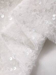 DAZY Vestido elegante con volantes de lentejuelas, vestido de noche largo con cintura ceñida para mujeres, vestido maxi de verano para mujeres - Blanco - Ver 4