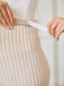 SHEIN بنطلون حمل كاجوال بخصر عالي وساق مستقيمة بلون أحادي - كاكي - مشاهدة 8