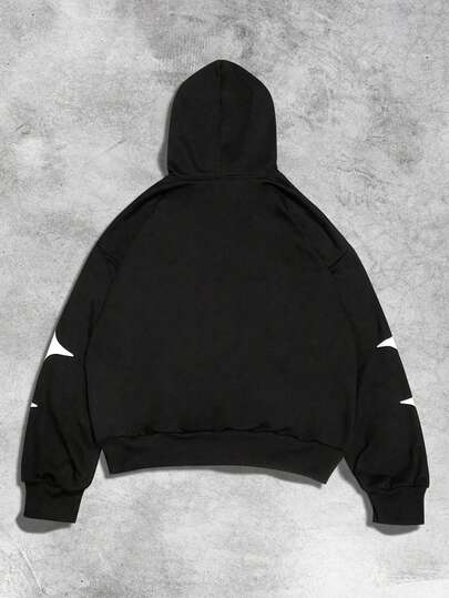 Street Life Men's Slogan & Figure Punk Print Loose Fit Casual Hoodie Sweatshirt