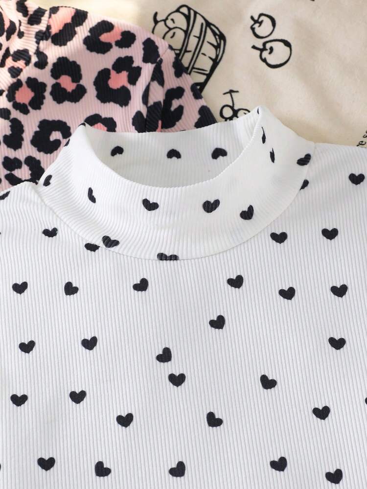 3pcs/Set Tween Girls Stand Collar Ribbed Long Sleeve T-Shirts, Versatile Layering Tops For Autumn/Winter - Multicolor - View 8