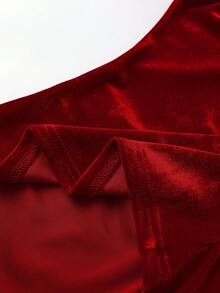 GlowEve Áo sơ mi nữ dài tay màu đỏ sang trọng, cổ khoét sâu, đính ngọc trai, thích hợp mặc đi làm hàng ngày, dự tiệc Giáng sinh, Năm mới, các dịp lễ hội. - Đỏ - Xem 6