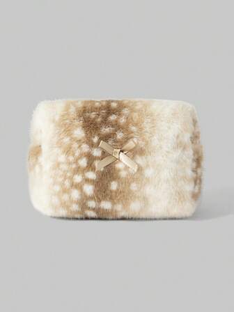 Fairycore Borsa/Pochette morbida per il trucco con fiocco e design a cervo soffice