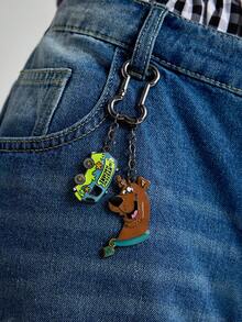 SCOOBY-DOO X SHEIN 時尚可愛鋅合金狗狗骨頭造型鑰匙圈 槍黑色 包包吊飾 裝飾飾品，適合掛鑰匙、掛包包，送禮創意禮物 - 彩色 - 查看 7
