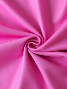 My Little Pony X SHEIN 年轻女孩梦幻甜美小马印花针织圆领荷叶边下摆睡裙，秋冬 - 粉色 - 查看 3