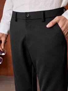 Officeau Pantalones elásticos de estilo de viaje al trabajo, pantalones casuales elásticos bordados, pantalones formales de traje profesional para hombres para primavera/otoño, pantalones rectos nuevos de temporada adecuados para boda, fiesta, graduación, Navidad, uso profesional (abogado, médico, maestro), pantalones de vestir de hombre de dinero antiguo de primavera a verano - Negro - Ver 6