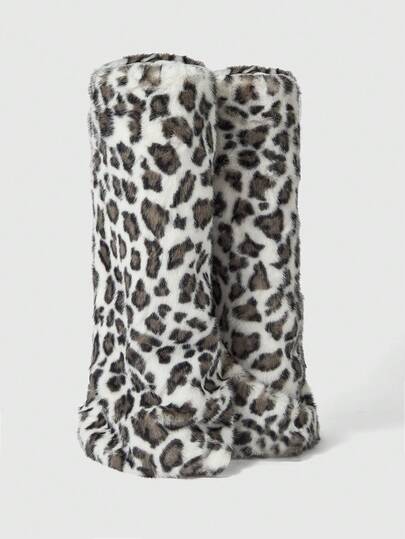 Goth 1 par de calentadores de piernas con textura de estampado de leopardo gris y blanco con estilo retro Y2K, estilo minimalista salvaje, adecuado para ir al trabajo, la escuela, de compras, fiestas, Halloween, Navidad y otras ocasiones