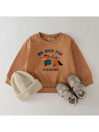 THE HAPPY LOOK Young Boy Cartoon Puppy Pattern Soft Knit Crew Neck Long Sleeve Pullover Sweatshirt
