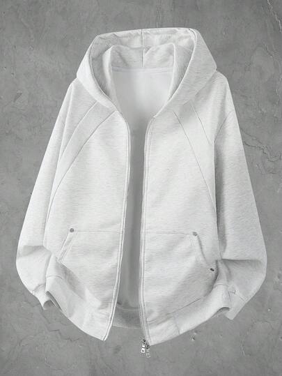 Manfinity EMRG 男士纯色落肩长袖拉链前开襟休闲口袋连帽夹克