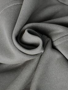 2件套少女灰色连帽卫衣和宽松运动裤休闲运动套装，拉链连帽衫搭配宽松长裤，学院风 - 深灰色 - 查看 5