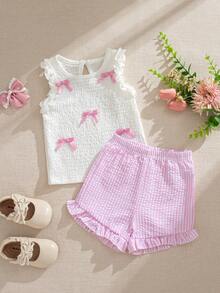 Souflis Souflis Baby Girl Cute Jacquard Top And Jacquard Shorts Set, Spring/Summer - Multicolor - View 4