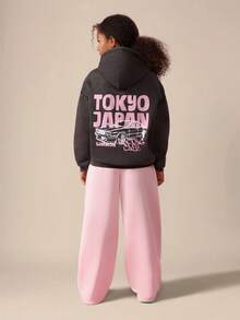 SUMWON Tokyo Japan Vintage Hoodie With Centre Pocket Hood Long Sleeve Pullover For Casual Streetwear - Dark Grey - View 5