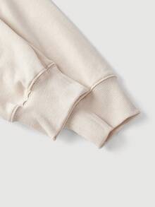 SHEIN MOD Áo nỉ cổ trụ màu xám 2 trong 1 dành cho nữ vào mùa thu/đông - Màu be - Xem 4