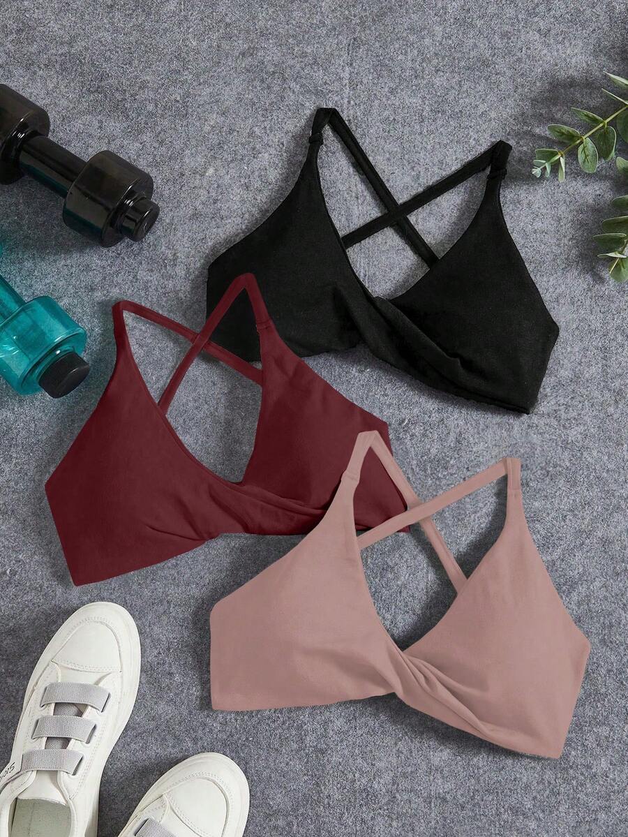 Easithlete 3 PCS Seamless Yoga Sports Bra/Front Twist Design/Casual Sports Wear - Multicolor - View 1