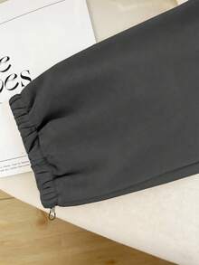 Resyla Women's Knight Print Drawstring Waist Pockets Casual Jogger Pants - Dark Grey - View 4