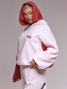 MUSERA Oversized Hoodie mit Kontrastpaneel-Grafik-Muster, Winter, süß, lässig, gemütlich