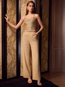 MOTF PREMIUM TAILORED RHINESTONE DETAIL PANTS - Coffee Brown - View 3