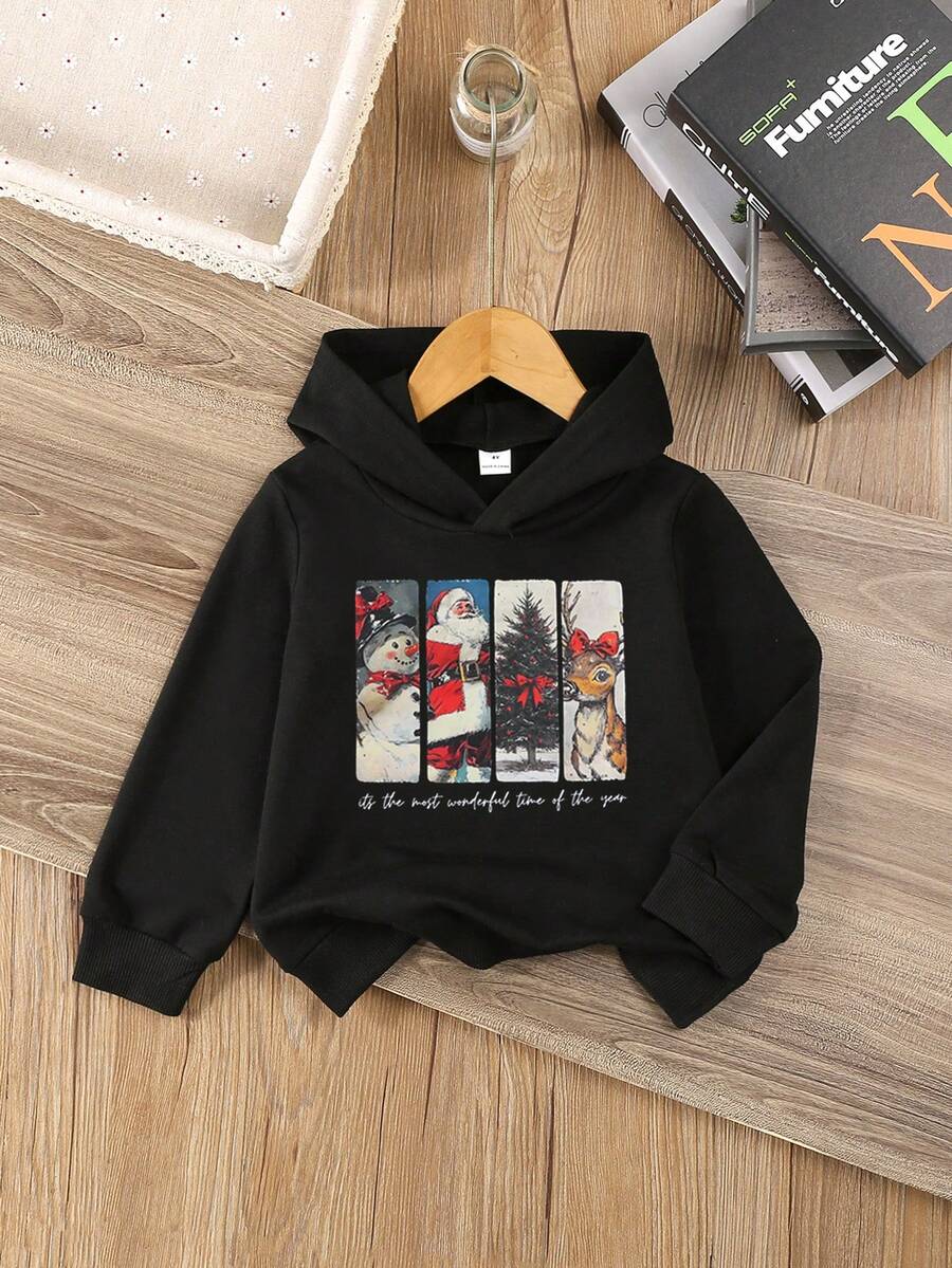 Mädchen Schwarzer Kapuzenpullover, Kollektion 2025, Mädchen 4-7 Jahre Frühling/Herbst Langarm Hoodie, modisch & süß für Schule, Urlaub, Reisen, Outdoor-Aktivitäten, Schulanfang