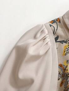 SHEIN Tween Girls' Loose Casual Minimalist Collared Patchwork Dress - Multicolor - View 2