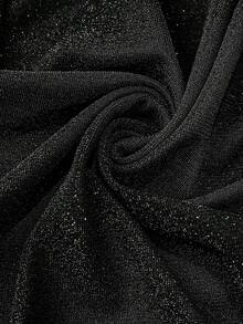 Comfylo Luxury Plus Size Women Floral Lace Patchwork Long Sleeve Glitter Side Slit Hem New Year Dress - Gold - View 6