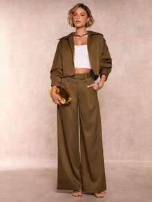 SHEIN Glamour Women's Mocha Brown Belted Wide Leg Casual Pants, Elegant Office Commute Versatile Women's Trousers, Women's Brown Long PantsWomen At WorkUrban Comforttrendy Basic AuRetro ChicMinimalism AUMarine Stylegirly Auaffordablefashion