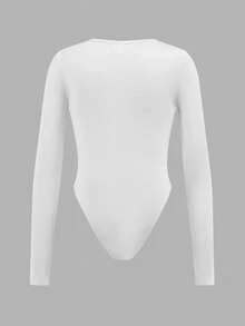 SHEIN Girlism 少女修身休闲简约舒适百搭圆领长袖连体裤，多件装 - 杏色 - 查看 7