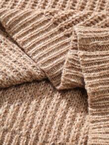 Manfinity Hypemode Sweater Pria Kasual Longgar Warna Polos Kerah Bulat Lengan Panjang - Coklat - View 5