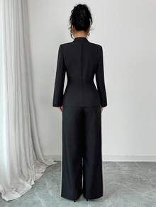 Rafferiza 女士优雅休闲派对流苏套装 - 黑色 - 查看 2