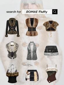 ROMWE Hippie 女士Y2K性感露脐上衣，人造毛皮和豹纹拼接吊带衫 - 黑色 - 查看 6