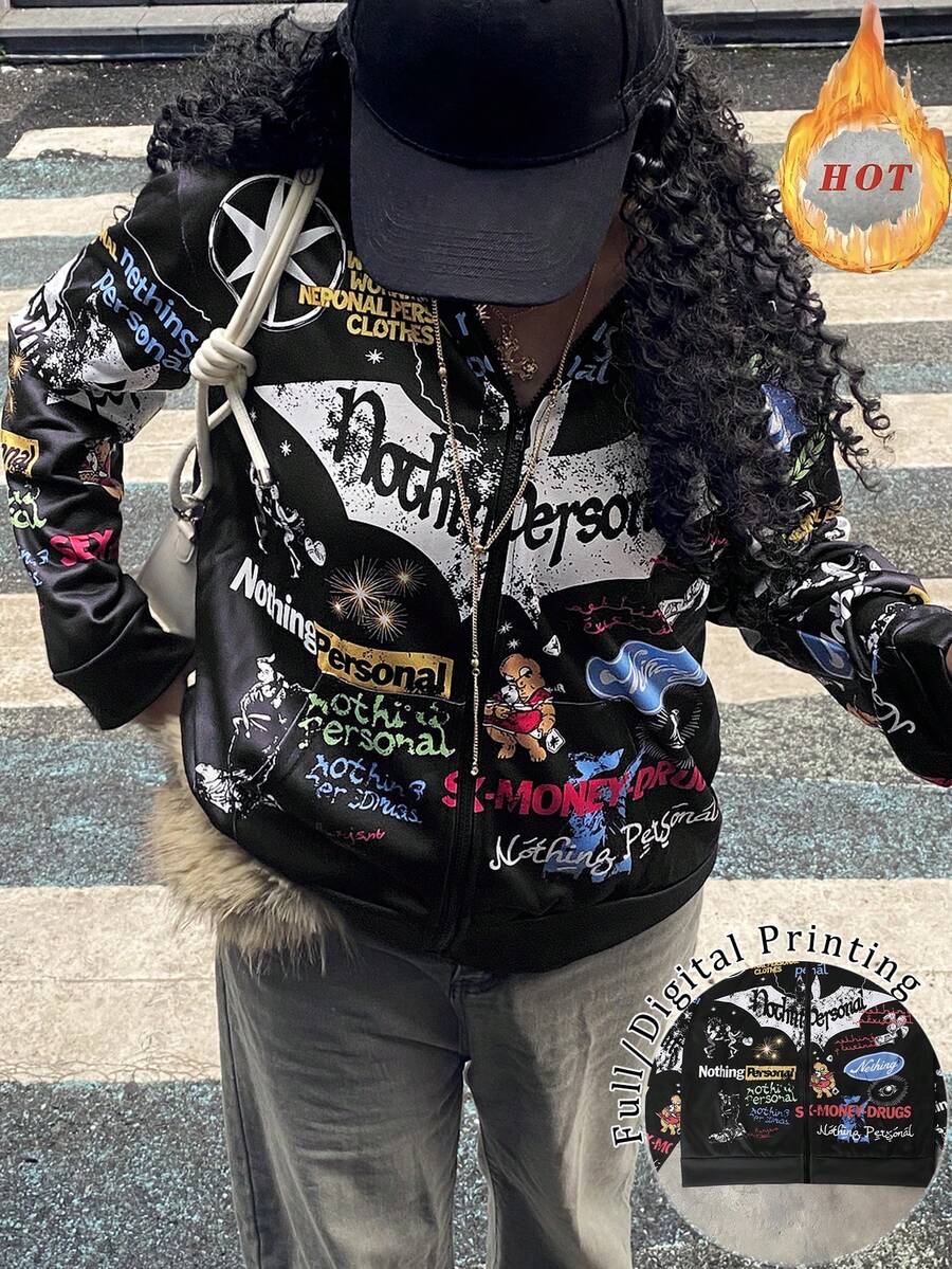 Rovax 2025 Women's Autumn And Winter Hot Style 3D Multi-Element Cartoon Pattern Street Hip-Hop Hoodies, Suitable For Sports, Parties, Street, Y2K, Fashion , Suitable For Gifts To Friends, Party Sportswear