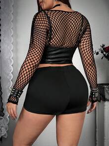 Whyspr Quần short ren cổ điển co giãn mới dành cho nữ cỡ lớn, quần short mini rách gợi cảm, phong cách đường phố Y2K, thích hợp cho các buổi đi chơi, mặc hàng ngày, Giáng sinh, Lễ tạ ơn, Lễ Phục sinh, Tiệc năm mới, Trở lại trường, Tiệc sinh nhật, Lễ hội âm nhạc, Ngày lễ tình nhân, Hòa nhạc, Xuân/Hè/Thu - màu đen - Xem 2