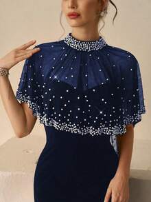 Coutiva Luxury Evening Gown, High-End Formal Dress, Elegant Chic Socialite Dress - Navy Blue - View 4