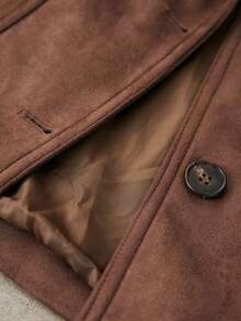 Aveloria Modichic Brown Suede Faux Fur Collar Belted Windbreaker, Classic Suit Collar Design With Adjustable Waist Belt - Brown - View 7