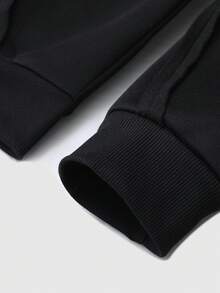 ROMWE MEN Street Life 男士休闲宽松百搭时尚连帽运动衫 - 黑色 - 查看 5